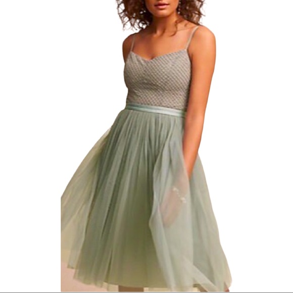 Needle & Thread x BHLDN Coppelia 2 / XS Pink Silver Beaded Bodice Tulle-Skirt - Picture 5 of 10